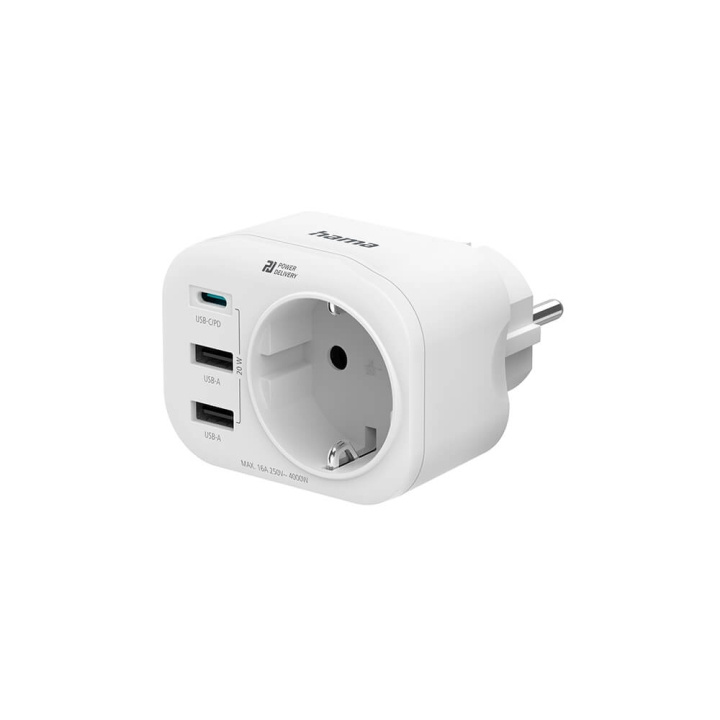 Hama 220V Uttaksadapter USB-C/A 20W PD Hvit i gruppen HJEM, HUS OG HAGE / El og belysning / Grenuttak hos TP E-commerce Nordic AB (C17471)