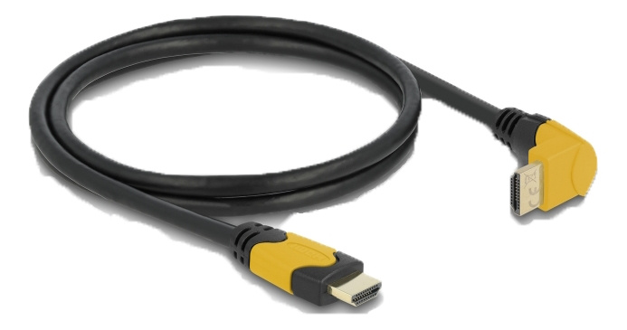 DeLOCK High Speed HDMI kabel hane rak til hane 90° uppåtvinklad 48 Gbps 8K 60 Hz 1m, svart i gruppen Elektronikk / Kabler og adaptere / HDMI / Kabler hos TP E-commerce Nordic AB (C17500)