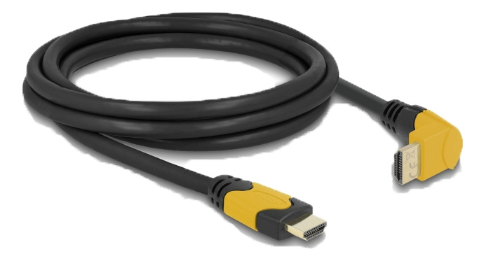 DeLOCK High Speed HDMI kabel hane rak til hane 90° uppåtvinklad 48 Gbps 8K 60 Hz 2m, svart i gruppen Elektronikk / Kabler og adaptere / HDMI / Kabler hos TP E-commerce Nordic AB (C17501)