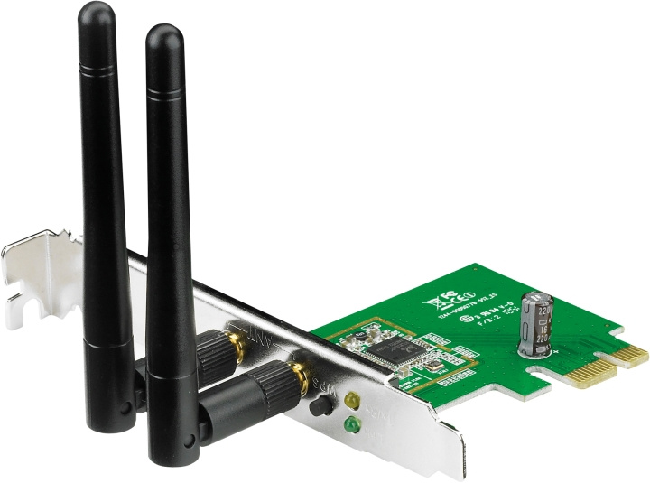 Asus PCE-N15, trådløst nettverkskort, 802.11b/g/n, PCI-E, 2,4 GHz, 300 Mbps, doble antenner i gruppen Datautstyr / Nettverk / Nettverkskort / PCI Express trådløse hos TP E-commerce Nordic AB (C17567)