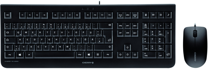 Cherry DC 2000, standardtangentbord inkl. 3-knappars mus, svart Retail i gruppen Datautstyr / Mus & Tastatur / Tastatur / Pakke hos TP E-commerce Nordic AB (C17596)