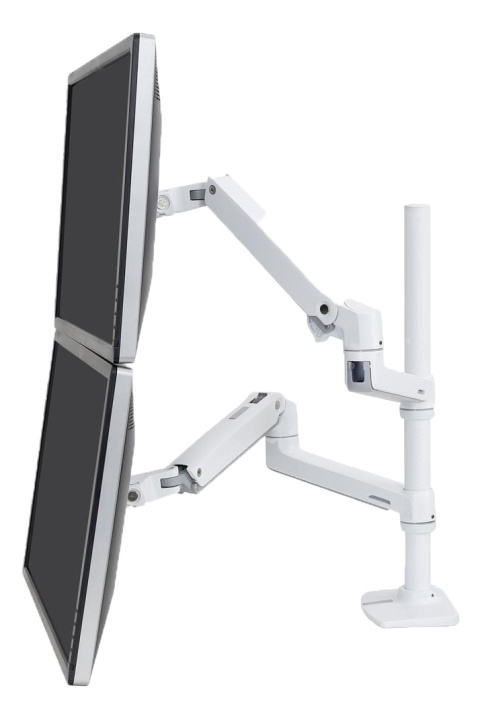 Ergotron LX Dual Stacking Arm, Tall Pole, white/grey i gruppen Datautstyr / Dataskjerm / Skjermarmer og fester hos TP E-commerce Nordic AB (C17640)