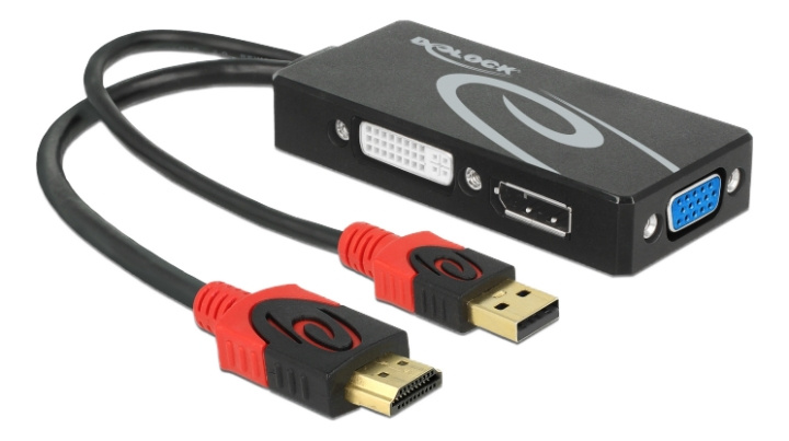 Delock Adapter HDMI male > DVI / VGA / DisplayPort female 4K black i gruppen Datautstyr / Kabler og adaptere / DisplayPort / Adaptere hos TP E-commerce Nordic AB (C17654)