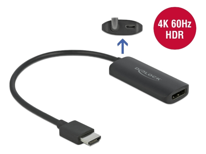 DeLOCK Adapter HDMI-A hann til DisplayPort hunn 4K 60 Hz i gruppen Datautstyr / Kabler og adaptere / DisplayPort / Adaptere hos TP E-commerce Nordic AB (C17655)