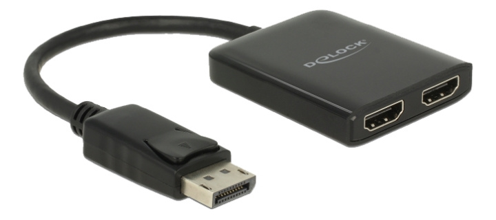 DeLOCK DisplayPort 1.2 Splitter 1 x DisplayPort inn > 2 x HDMI ut 4K 30 Hz, svart i gruppen Datautstyr / Kabler og adaptere / DisplayPort / Adaptere hos TP E-commerce Nordic AB (C17693)