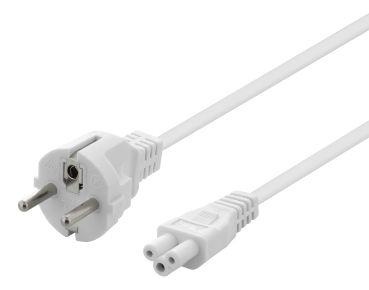 DELTACO apparatkabel, rak CEE 7/7 - rak IEC C5, 0,5m, 3X0.75mm2, vit i gruppen Datautstyr / Kabler og adaptere / elektriske kabler hos TP E-commerce Nordic AB (C17720)