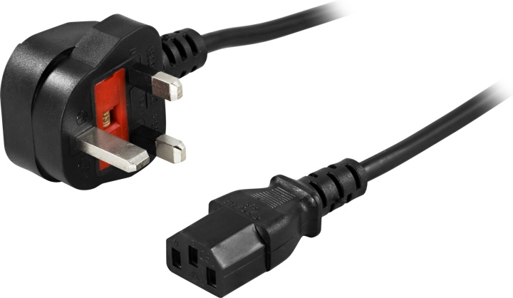 DELTACO Apparatkabel, UK, vinklet BS 1363>rett IEC 60320 C13,2m i gruppen Datautstyr / Kabler og adaptere / elektriske kabler hos TP E-commerce Nordic AB (C17728)