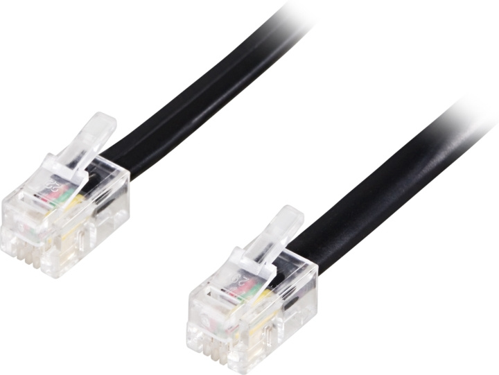 DELTACO Modulkabel 4P4C (RJ9/RJ10/RJ22) 2 m, svart i gruppen Elektronikk / Kabler og adaptere / Telefonkabler & adaptere hos TP E-commerce Nordic AB (C17734)
