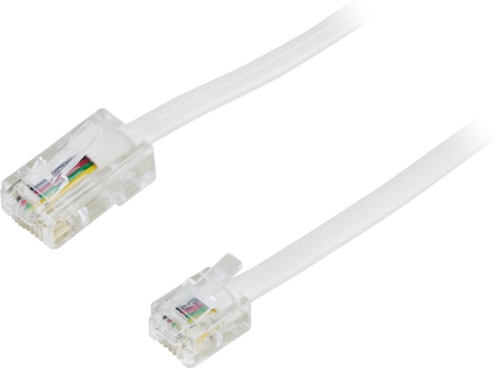 DELTACO modulkabel, 8P4C(RJ45) til 6P4C(RJ11), 5m,hvit i gruppen Elektronikk / Kabler og adaptere / Telefonkabler & adaptere hos TP E-commerce Nordic AB (C17756)