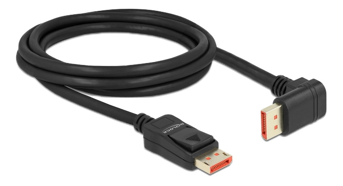 Delock DisplayPort cable male straight to male 90° downwards angled 8K i gruppen Datautstyr / Kabler og adaptere / DisplayPort / Kabler hos TP E-commerce Nordic AB (C17827)