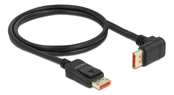 Delock DisplayPort cable male straight to male 90° upwards angled 8K 60Hz 1m i gruppen Datautstyr / Kabler og adaptere / DisplayPort / Kabler hos TP E-commerce Nordic AB (C17830)