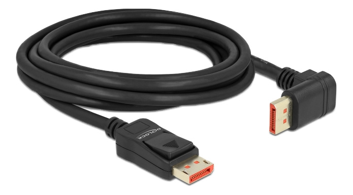 Delock DisplayPort cable male straight to male 90° upwards angled 8K 6Hz 3m i gruppen Datautstyr / Kabler og adaptere / DisplayPort / Kabler hos TP E-commerce Nordic AB (C17832)