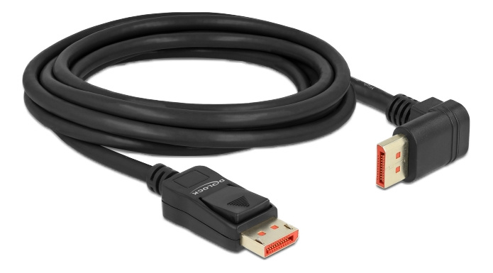 DeLOCK DisplayPort-kabel hann rett til hann 90° oppover 8K 60 Hz 3 m i gruppen Datautstyr / Kabler og adaptere / DisplayPort / Kabler hos TP E-commerce Nordic AB (C17832)