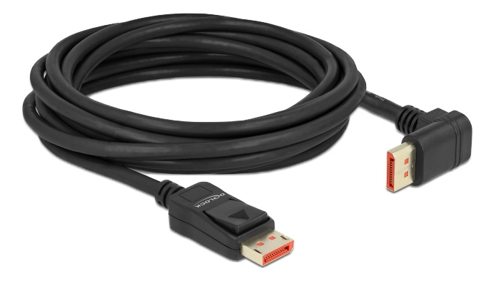 Delock DisplayPort cable male straight to male 90° upwards angled 8K 60Hz 5m i gruppen Datautstyr / Kabler og adaptere / DisplayPort / Kabler hos TP E-commerce Nordic AB (C17833)