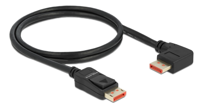 Delock DisplayPort cable male straight to male 90° right angled 8K 60 i gruppen Datautstyr / Kabler og adaptere / DisplayPort / Kabler hos TP E-commerce Nordic AB (C17834)
