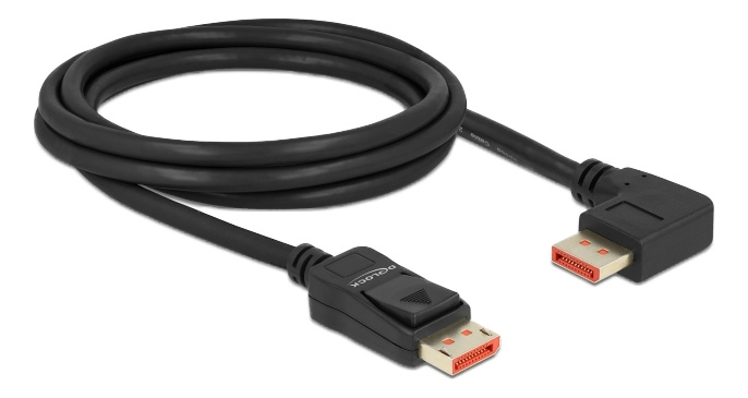 DL-87063Delock DisplayPort cable male straight to male 90° right angle 8K 60Hz 2m i gruppen Datautstyr / Kabler og adaptere / DisplayPort / Kabler hos TP E-commerce Nordic AB (C17835)