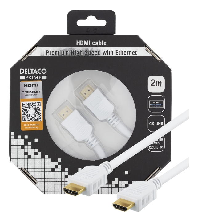 DELTACO PRIME HDMI-kabel, HDMI High Speed with Ethernet, 19-pin ha-ha, i gruppen Elektronikk / Kabler og adaptere / HDMI / Kabler hos TP E-commerce Nordic AB (C17898)