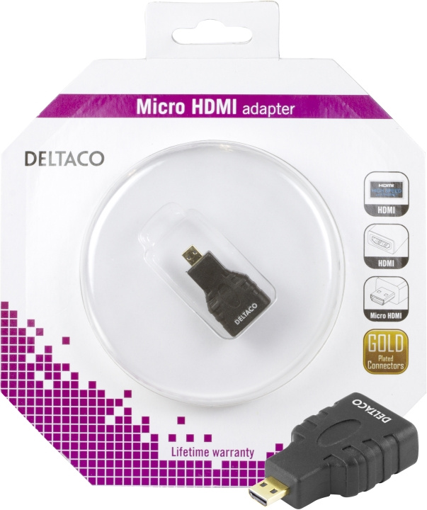 DELTACO HDMI High Speed with Ethernet adapter, Micro HDMI ha - HDMI ho i gruppen Elektronikk / Kabler og adaptere / HDMI / Adaptere hos TP E-commerce Nordic AB (C17909)