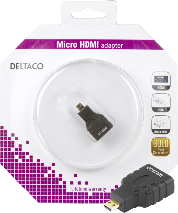 DELTACO HDMI høyhastighetsadapter med Ethernet, Micro HDMI ma - HDMI fe i gruppen Elektronikk / Kabler og adaptere / HDMI / Adaptere hos TP E-commerce Nordic AB (C17909)