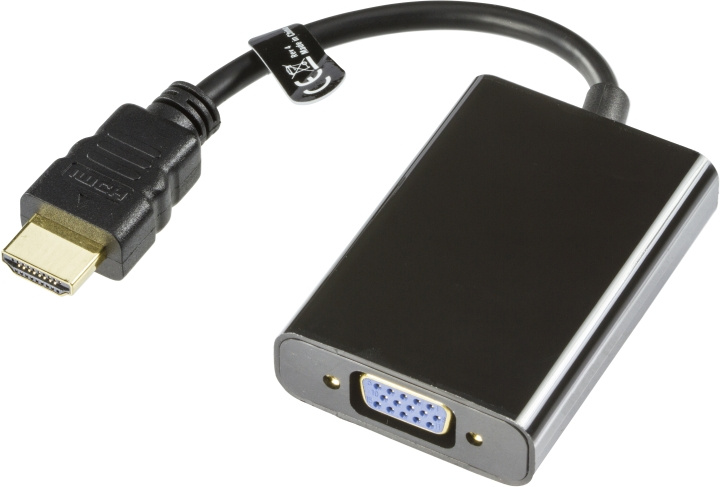 DELTACO HDMI til VGA-adapter, 19-pin ha - 15-pin+3,5mm, 0,2m, svart i gruppen Datautstyr / Kabler og adaptere / VGA / Adaptere hos TP E-commerce Nordic AB (C17911)