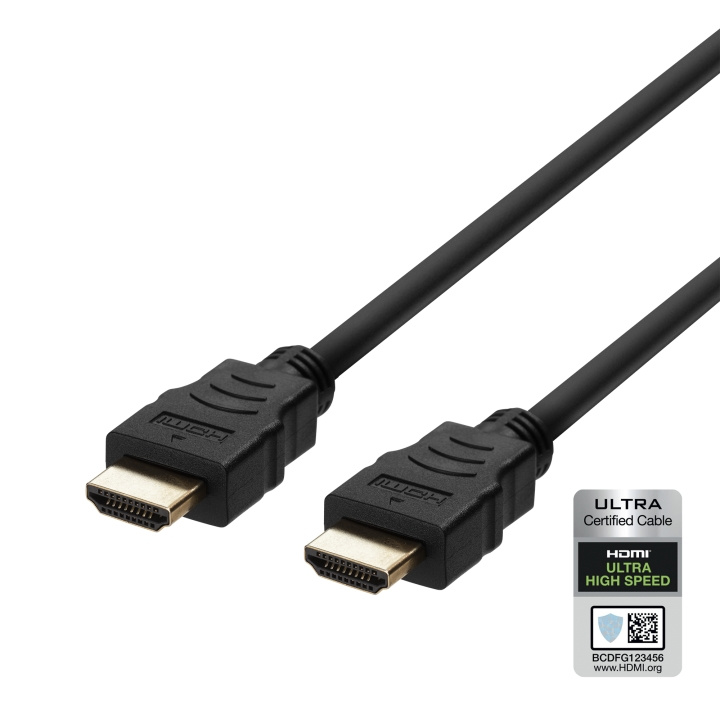 DELTACO Ultra High Speed HDMI-kabel, 0,5 m, eARC, QMS, 8K ved 60 Hz, 4K ved 120 Hz, svart i gruppen Elektronikk / Kabler og adaptere / HDMI / Kabler hos TP E-commerce Nordic AB (C17916)
