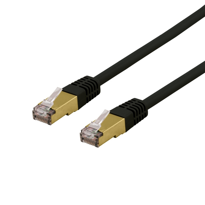 DELTACO S/FTP Cat6a patch cable, 0,3m, 500MHz, Delta-cert, black i gruppen Datautstyr / Kabler og adaptere / Nettverk / Cat6 hos TP E-commerce Nordic AB (C18000)