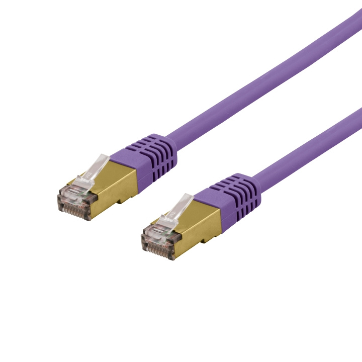 DELTACO S/FTP Cat6a patchkabel 0,5 m 500 MHz Deltacertifisert lilla i gruppen Datautstyr / Kabler og adaptere / Nettverk / Cat6 hos TP E-commerce Nordic AB (C18009)