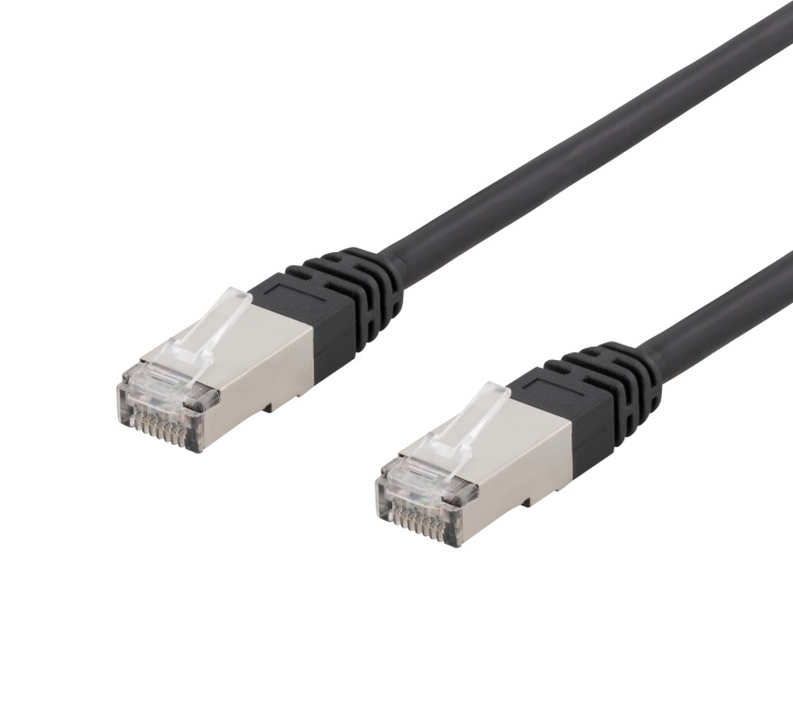 DELTACO S/FTP Cat6 patchkabel, 5m, 250MHz, UV-bestandig, svart i gruppen Datautstyr / Kabler og adaptere / Nettverk / Cat6 hos TP E-commerce Nordic AB (C18085)