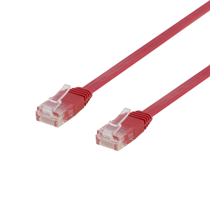 DELTACO U/UTP Cat6 patch cable, flat, 0,3m, 250MHz, red i gruppen Datautstyr / Kabler og adaptere / Nettverk / Cat6 hos TP E-commerce Nordic AB (C18146)