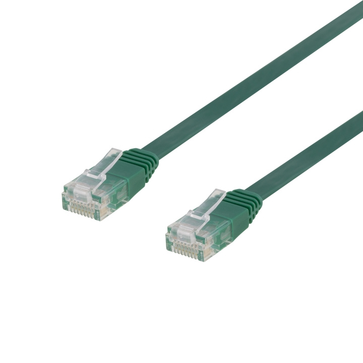 DELTACO U/UTP Cat6 patch cable, flat, 0.5m, 250MHz, green i gruppen Datautstyr / Kabler og adaptere / Nettverk / Cat6 hos TP E-commerce Nordic AB (C18153)