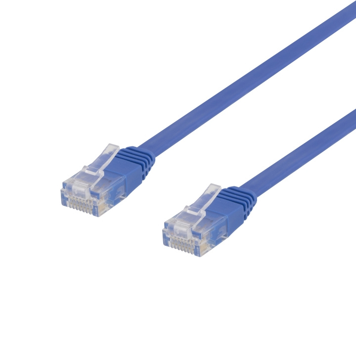 DELTACO U/UTP Cat6 patchkabel, flat, 1 m, 250 MHz, blå i gruppen Datautstyr / Kabler og adaptere / Nettverk / Cat6 hos TP E-commerce Nordic AB (C18192)