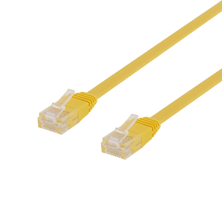 DELTACO U/UTP Cat6 patchkabel, flat, 1 m, 250 MHz, gul i gruppen Datautstyr / Kabler og adaptere / Nettverk / Cat6 hos TP E-commerce Nordic AB (C18196)