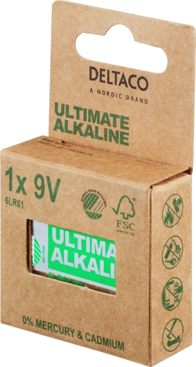 DELTACO Ultimate Alkaline 9V batteri, 1-pk i gruppen Elektronikk / Batterier & Ladere / Batterier / 9V hos TP E-commerce Nordic AB (C18275)