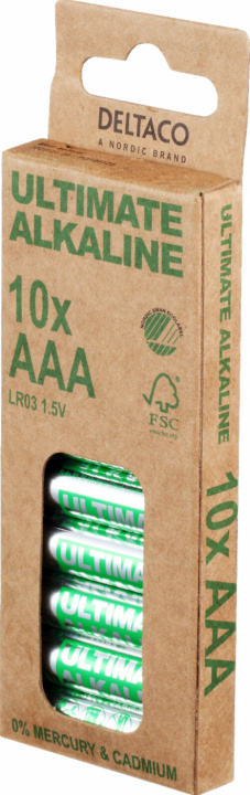 DELTACO Ultimate Alkaline AAA-batteri, 10-pakning i gruppen Elektronikk / Batterier & Ladere / Batterier / AAA hos TP E-commerce Nordic AB (C18276)