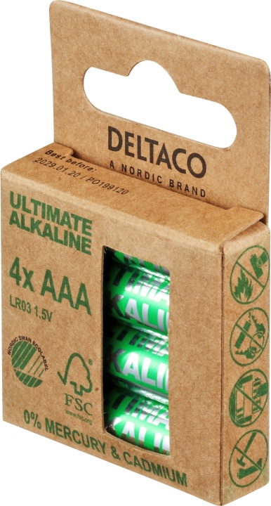 DELTACO Ultimate Alkaline AAA-batteri, 4-pakning i gruppen Elektronikk / Batterier & Ladere / Batterier / AAA hos TP E-commerce Nordic AB (C18278)