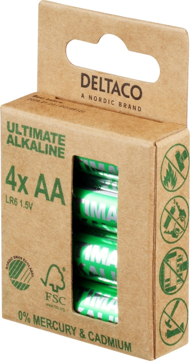 DELTACO Ultimate Alkaline AA-batteri, 4-pakning i gruppen Elektronikk / Batterier & Ladere / Batterier / AA hos TP E-commerce Nordic AB (C18283)