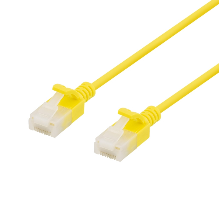 DELTACO U/UTP Cat6a patch cable, slim, 3,5mm diameter, 0,3m, yellow i gruppen Datautstyr / Kabler og adaptere / Nettverk / Cat6 hos TP E-commerce Nordic AB (C18288)
