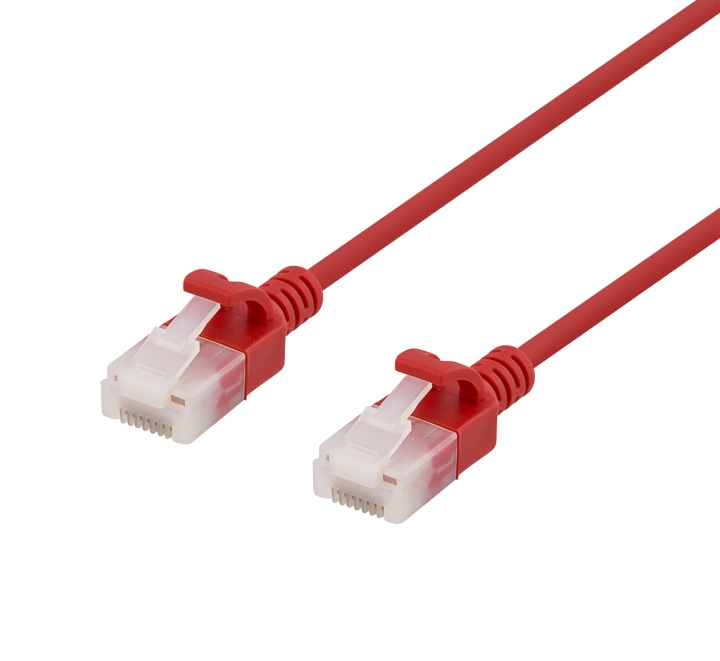 DELTACO U/UTP Cat6a patch cable, slim, 3,5mm diameter, 0,3m, red i gruppen Datautstyr / Kabler og adaptere / Nettverk / Cat6 hos TP E-commerce Nordic AB (C18289)