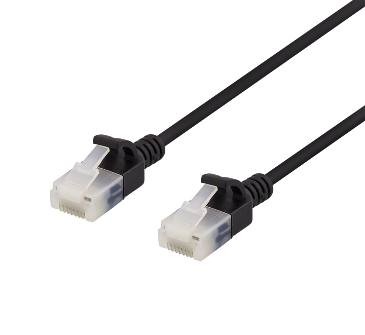 DELTACO U/UTP Cat6a patchkabel, slank, svart i gruppen Datautstyr / Kabler og adaptere / Nettverk / Cat6 hos TP E-commerce Nordic AB (C18290)
