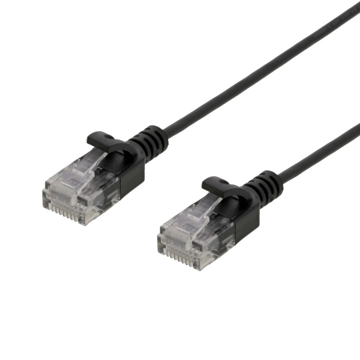 DELTACO Ultra Slim U/UTP Cat.6 patch cable, OD:2.6mm, Black i gruppen Datautstyr / Kabler og adaptere / Nettverk / Cat6 hos TP E-commerce Nordic AB (C18313)