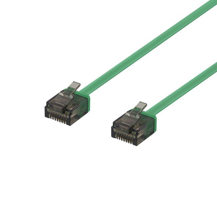 DELTACO U/UTP Cat6a patchkabel, flat, 0,5 m, 1 mm tykk, grønn i gruppen Datautstyr / Kabler og adaptere / Nettverk / Cat6 hos TP E-commerce Nordic AB (C18323)