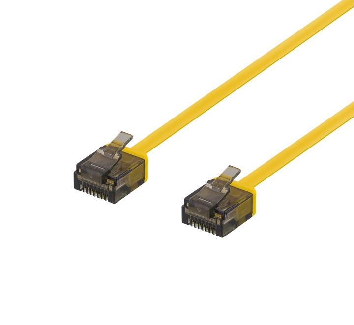 DELTACO U/UTP Cat6a patchkabel, flat, 0,5 m, 1 mm tykk, gul i gruppen Datautstyr / Kabler og adaptere / Nettverk / Cat6 hos TP E-commerce Nordic AB (C18324)