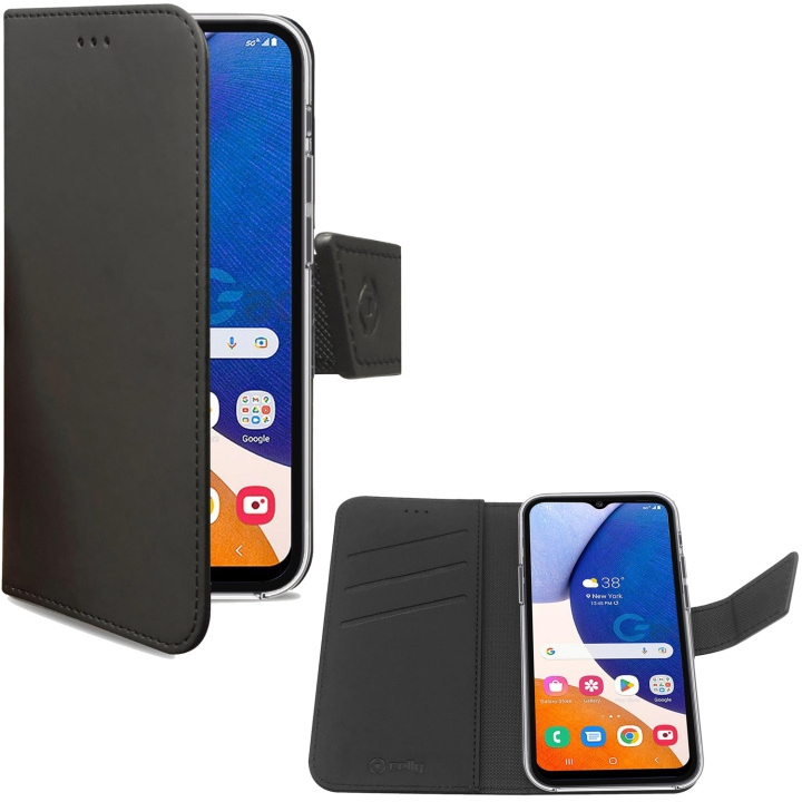 Celly Wallet Case Galaxy A14 5G Svart i gruppen SMARTTELEFON & NETTBRETT / Mobilbeskyttelse / Samsung hos TP E-commerce Nordic AB (C18358)