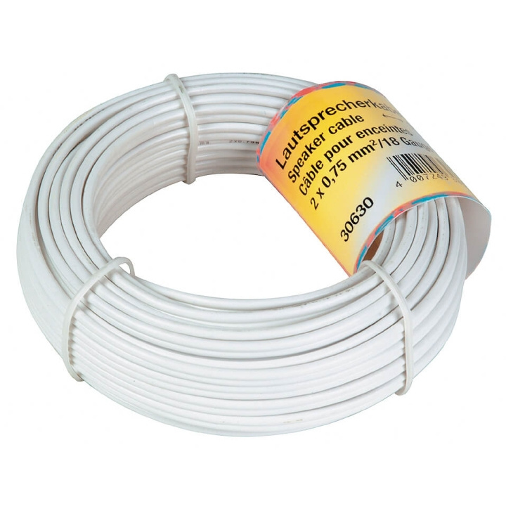 HAMA Högtalarkabel 2x0.75 mm2 25p Bulk Vit 10m i gruppen Elektronikk / Kabler og adaptere / Høyttalerkabler hos TP E-commerce Nordic AB (C18463)