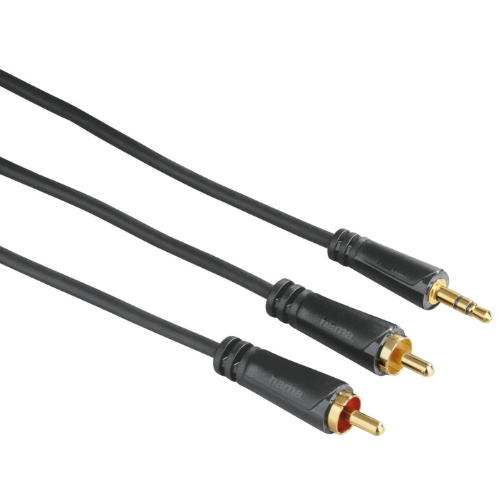 HAMA audiokabel 3,5mm-2xRCA Gull Svart 1.5m i gruppen Elektronikk / Kabler og adaptere / RCA / Kabler hos TP E-commerce Nordic AB (C18516)