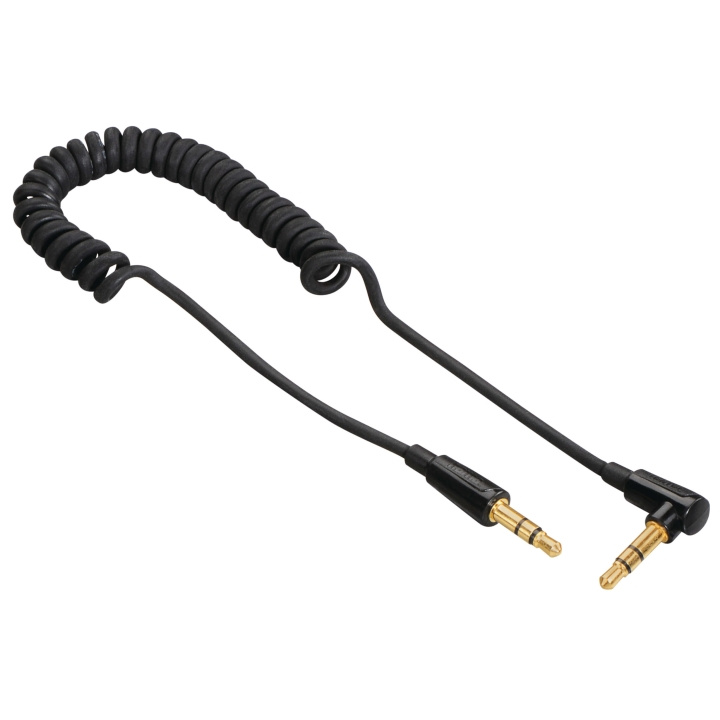 Hama Kabel Audio 3.5mm-3.5mm Vinklad Coiled Guld Svart 0.75m i gruppen Elektronikk / Kabler og adaptere / Lyd analog / 3,5 mm hos TP E-commerce Nordic AB (C18527)