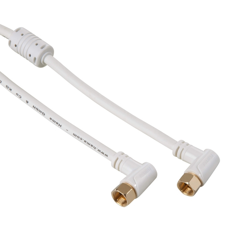 Hama Kabel Antenn SAT 95dB Vinklad F-Plug - F-Plug Guld Vit 1.5m i gruppen Elektronikk / Kabler og adaptere / Antennekabler og tilbehør / Antennekabler hos TP E-commerce Nordic AB (C18534)