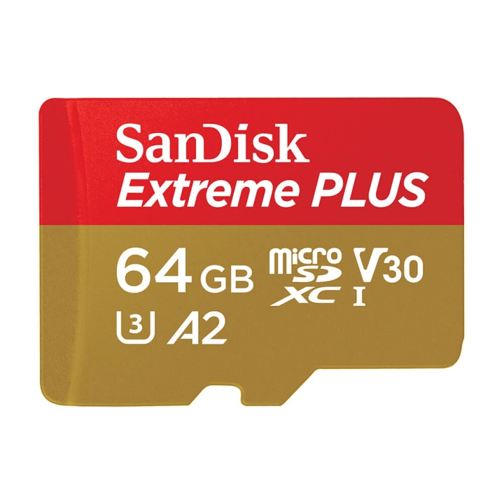 SANDISK MicroSDXC Extreme Plus 64GB 200MB/s A2 C10 V30 UHS-I i gruppen Elektronikk / Lagringsmedia / Minnekort / MicroSD/HC/XC hos TP E-commerce Nordic AB (C18617)