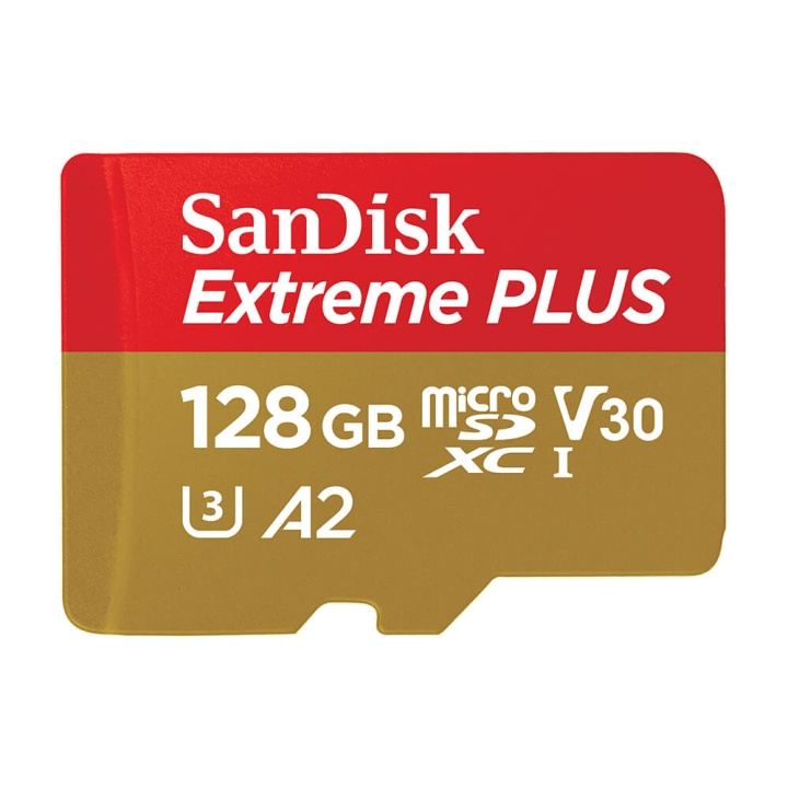 SANDISK MicroSDXC Extreme Plus 128GB 200MB/s A2 C10 V30 UHS-I i gruppen Elektronikk / Lagringsmedia / Minnekort / MicroSD/HC/XC hos TP E-commerce Nordic AB (C18618)