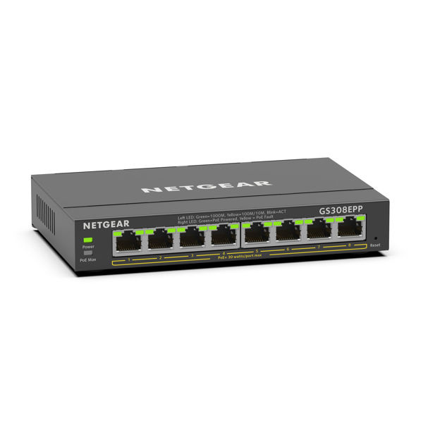 Netgear 8PT GE PLUS SWCH W/ HI-PWR POE+ i gruppen Datautstyr / Nettverk / Switcher / 10/100/1000Mbps hos TP E-commerce Nordic AB (C19397)